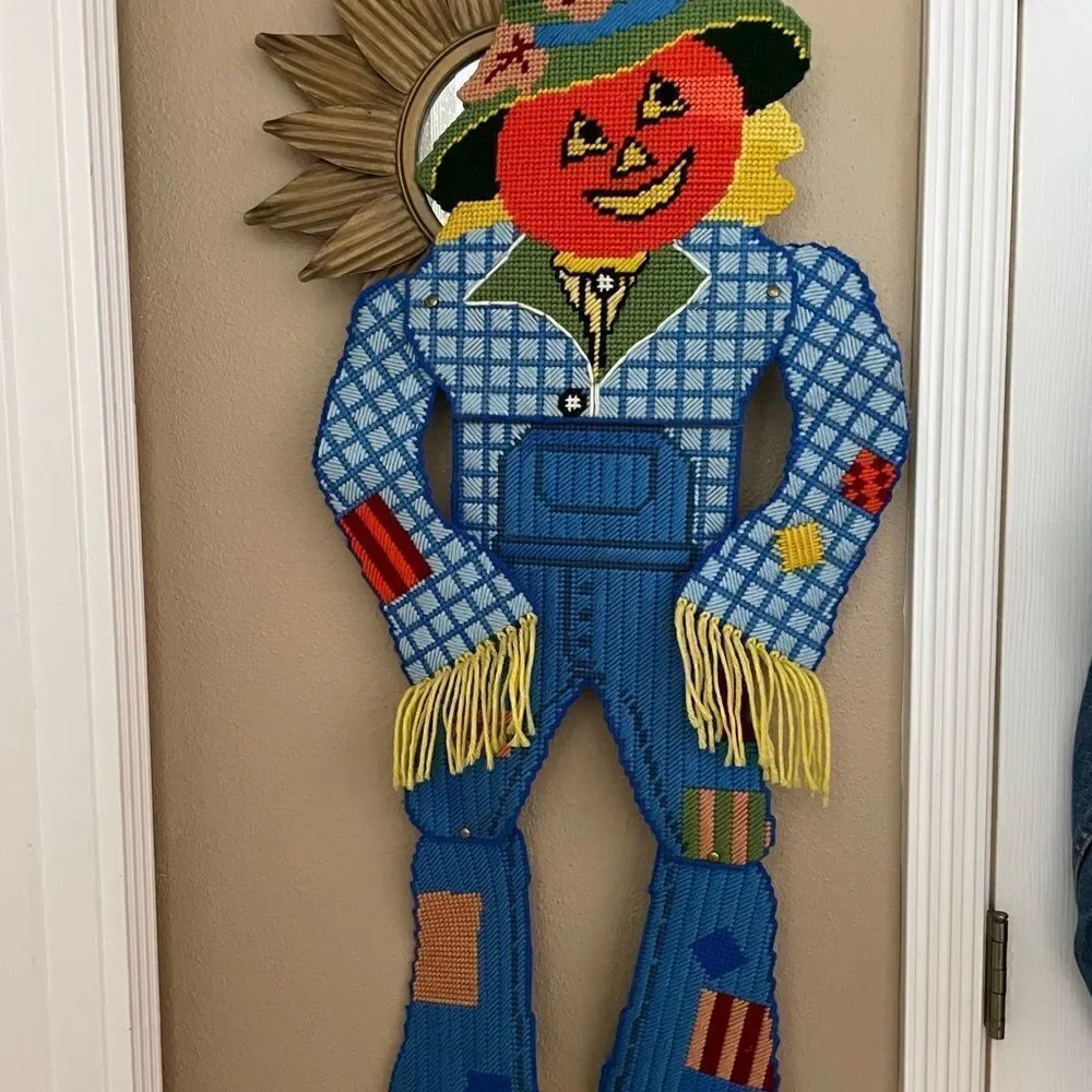 Vintage Fall Harvest Scarecrow Jointed Yarn Hobbyist Piece 3 Feet Long AMAZING!!